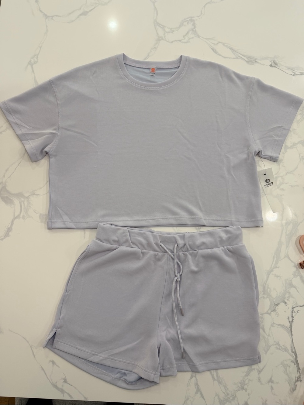 Mono B Lavender Crop Tee & Drawstring Shorts Set